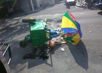 Minutero lesionado tras impacto de vehículo todoterreno contra su carretón