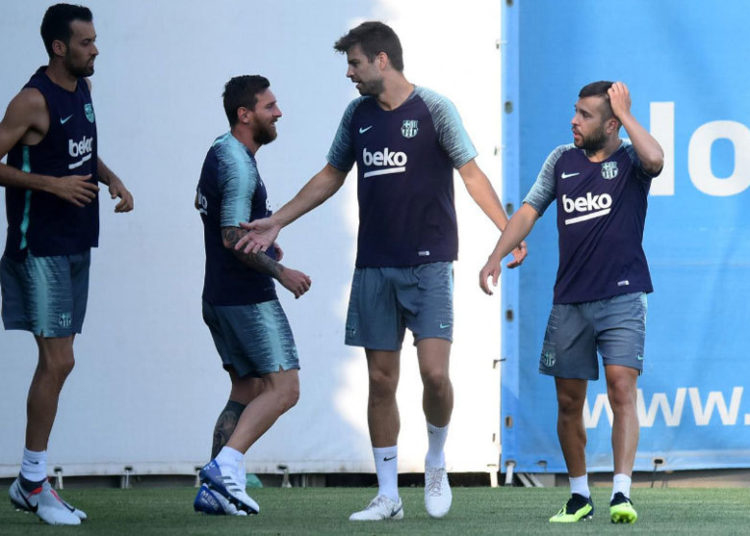 Messi, Piqué, Busquets y Alba se entrenan por primera vez esta pretemporada