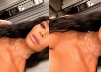 Kim Kardashian mostró un extravagante collar implantado debajo de la piel