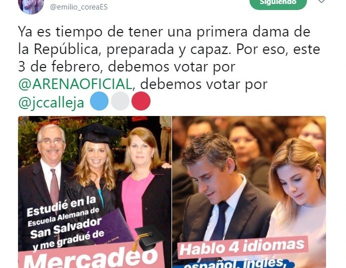 Emilio Corea valora a exprimeras damas de El Salvador como mujeres “no preparadas”