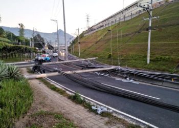 Caída de postes bloquea paso al Puerto de La Libertad