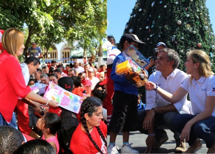 Carlos Calleja y Hugo Martínez reparten regalos a niños