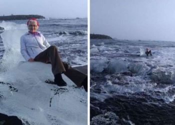 Anciana intenta fotografiarse sentada en un iceberg y termina en mar abierto