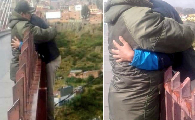 Policía evita un suicidio al llegar justo antes de que un hombre se lanzara de un puente