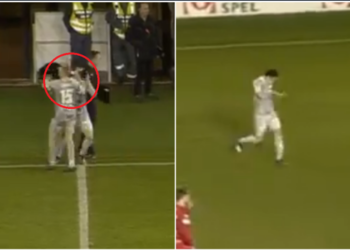(VIDEO): Futbolista es sustituido y le mete accidentalmente el dedo en el ojo a su compañero