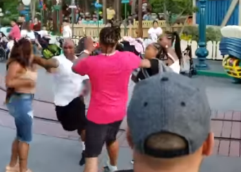 (VIDEO) Violenta pelea entre miembros de una familia en Disneyland