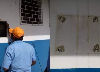 Retiran placa de Mauricio Funes de la Gobernación de Usulután