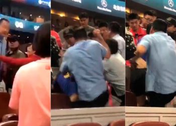 (VIDEO) Dos fanáticos al tenis protagonizan pelea durante juego del Abierto de China
