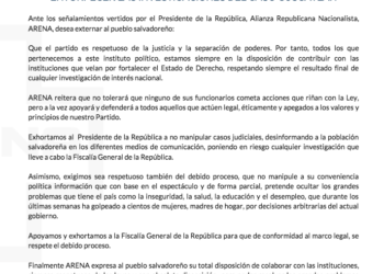 ARENA ve intento de manipulación de Bukele en caso Operación Cuscatlán