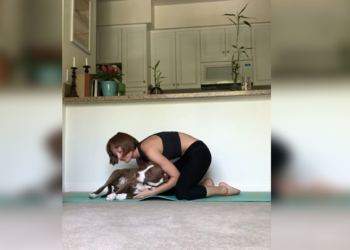 (VIDEO) Perro impide a su dueña hacer rutina de ejercicio