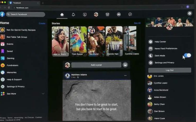Facebook se renovará con modo oscuro para su versión web