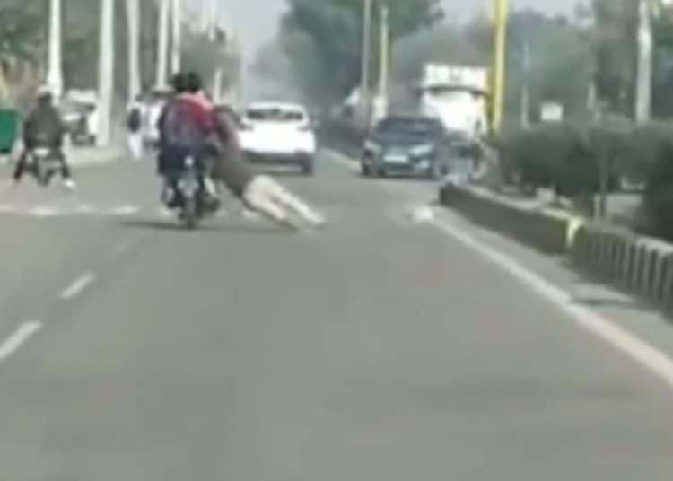 (VIDEO) Motociclistas arrastran a un policía 500 metros en una carretera en la India