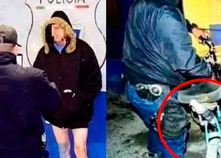 Detienen a hombre desnudo en bicicleta con un consolador como asiento