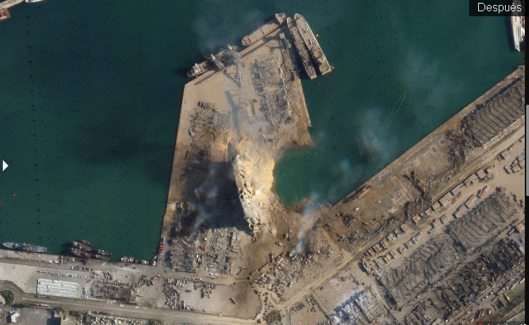 Imágenes satelitales de Beirut tras la explosión muestran que los edificios fueron destruidos hasta los cimientos