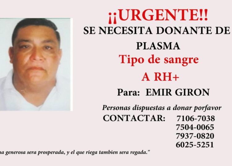 Solicitan plasma para comunicador Emir Girón quien se encuentra en delicado estado de salud a raíz de covid-19