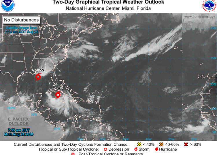 La tormenta tropical «Marco» se debilita mientras que «Laura» fortalecida se dirigen hacia la costa del Golfo