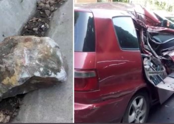 Se desprende roca en carretera al Puerto de La Libertad matando a un automovilista e hiriendo a acompañante