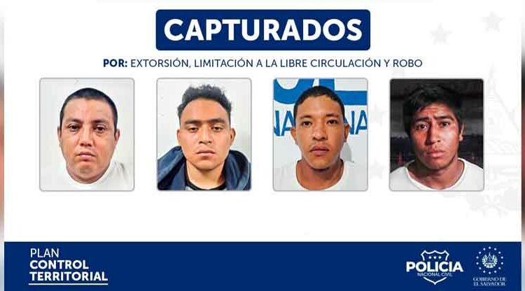Pandilleros capturados por múltiples delitos en Santa Ana