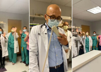 (VIDEO) Personal médico del hospital de Anniston, Alabama, EE.UU. celebra el alta a su último paciente con covid-19