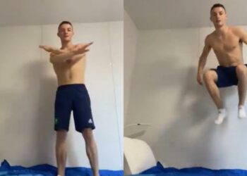 (VIDEO) Un gimnasta pone a prueba las «camas antisexo» de los JJ.OO. de Tokio