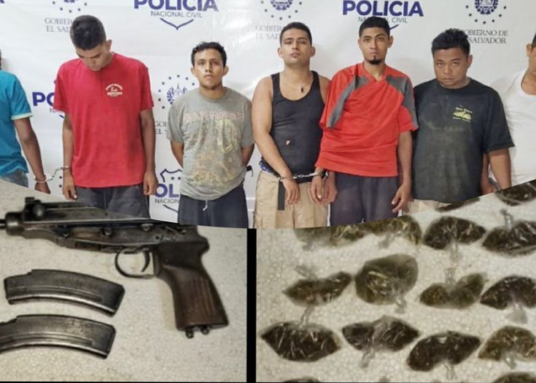 Detienen a siete mareros y se les incauta un arma, droga, celulares y dinero en efectivo