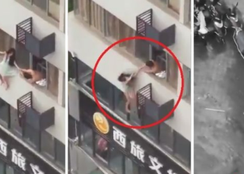 Mujer se lanza de edificio al descubrir a esposo infiel (VIDEO)