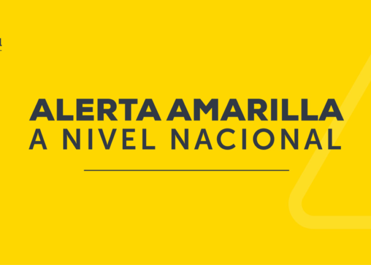 Decretan alerta amarilla a nivel nacional por lluvias registradas en todo el territorio