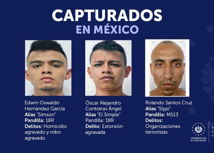 Pandilleros reclamados por la justicia salvadoreña son capturados en México