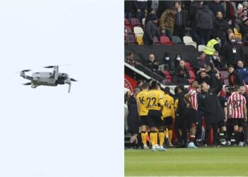 Susto en la Premier League: Brentford-Wolverhampton estuvo detenido 18 minutos por la misteriosa presencia de un drone