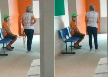 (VIDEO) Una mujer lleva atado con una cuerda a su marido hasta un puesto de salud para que lo vacunen contra el covid-19 en Brasil