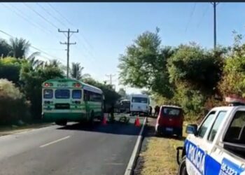 Reportan motociclista fallecido tras impactar contra parte trasera de un bus en San Luis La Herradura, La Paz