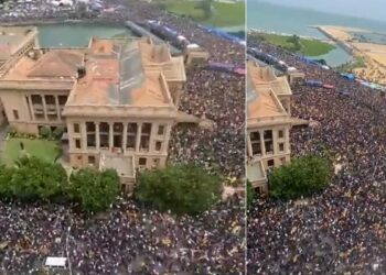 (VIDEOS) Miles de manifestantes asaltaron la residencia del Presidente en Sri Lanka
