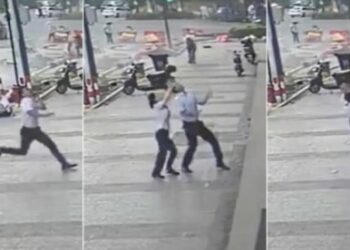 (VIDEO) Un hombre atrapa a una niña que cayó de un edificio en China