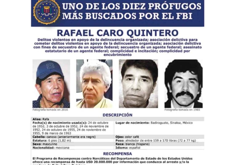 Arrestan en México al capo Rafael Caro Quintero, uno de los 10 fugitivos más buscados por el FBI