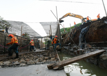 45% por ciento de avance tiene la bóveda que construye el MOP en la quebrada El Molino de Santa Ana