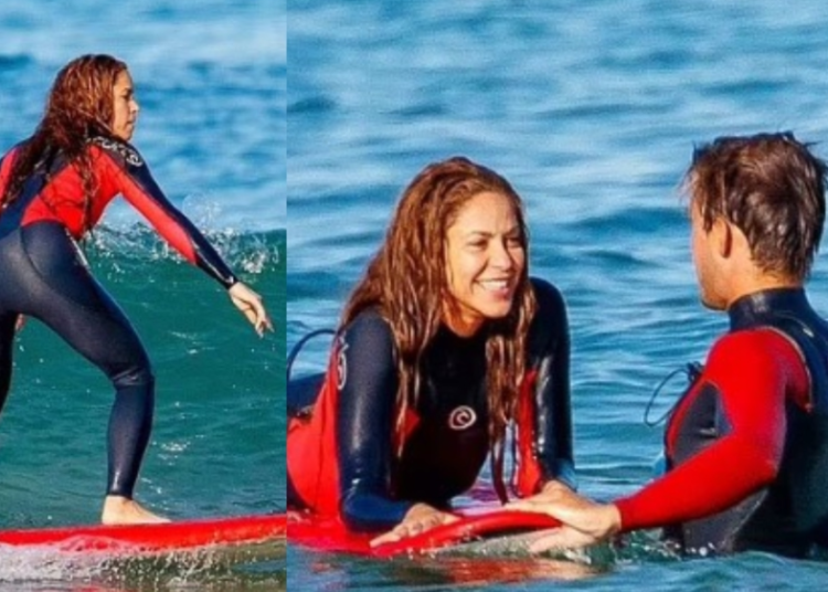 Shakira luce alegre y hermosa, mientras practica surf en las playas de España