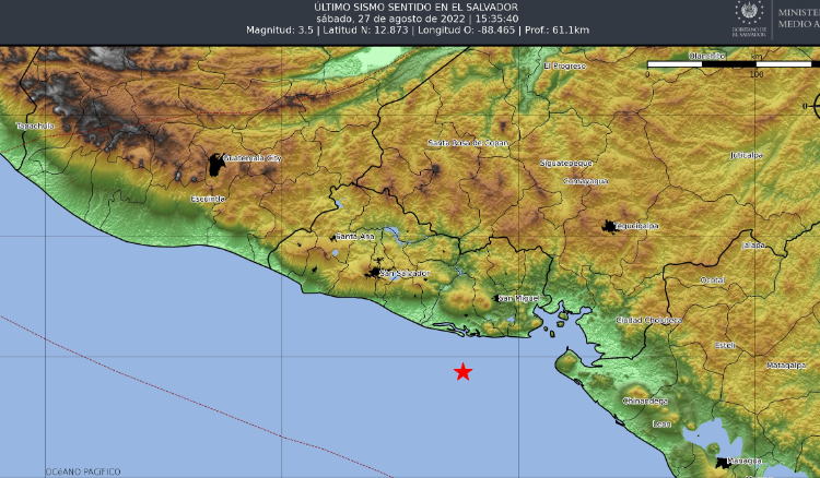 Sismo de 3.5 grados en escala de Richter reporta el Ministerio de Medio Ambiente