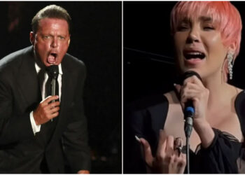 Belinda reapareció con su look rosado cantando un clásico de Luis Miguel