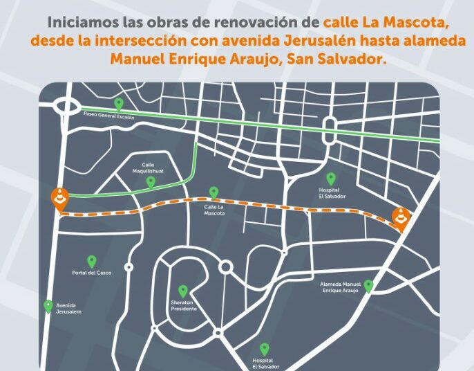 FOVIAL anunció paso restringido por renovación en calle La Mascota, San Salvador