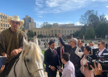 (VIDEOS) Un senador de Colombia lleva su caballo al Congreso tras declararse la cámara un espacio amigable con las mascotas