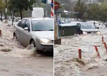 (VIDEOS) Las calles se convierten en ríos tras una tormenta en el norte de Grecia