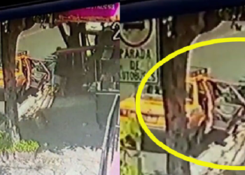 VIDEO: Cámaras de seguridad captan a taxista mientras roba tambo de gas de un comedor