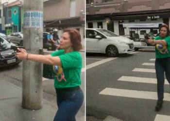 (VIDEOS) Diputada bolsonarista persigue con un arma a un seguidor de Lula en Sao Paulo