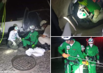 Socorristas de la Cruz Verde rescatan cadáver de una alcantarilla en calle a Mariona