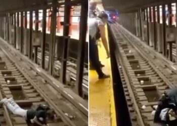 (VIDEO) Policías y pasajeros salvaron a un hombre que cayó a las vías del metro de Nueva York segundos antes de que pase el tren