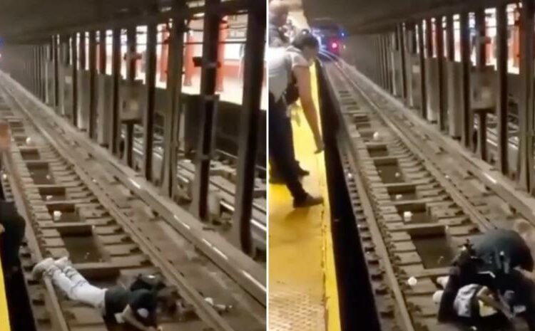 (VIDEO) Policías y pasajeros salvaron a un hombre que cayó a las vías del metro de Nueva York segundos antes de que pase el tren