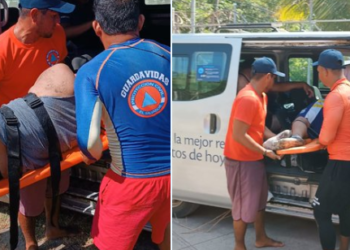 Guardavidas rescatan a dos personas en playa Barra de Santiago