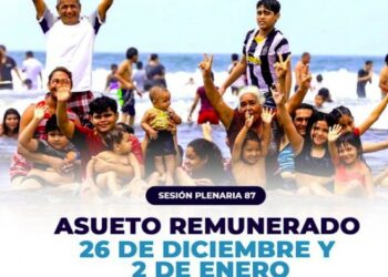 Diputados autorizan asueto remunerado el 26 de diciembre y 2 de enero para empleados del sector privado