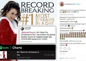 La canción ‘All I Want For Christmas Is You’ bate el récord de escuchas en un día en Spotify