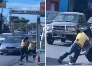 VIDEOS | Hombres se van a los golpes en vía pública en San Miguel